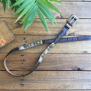 Brighton Vintage Brown Silver Gold Tone Belt